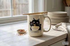 Black Cat Eating Noodles PNG, Cute Japanese Ramen Kitty Product Image 3