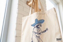 Blue Sombrero Raccoon With Ukulele, Western PNG Art For Product Image 3