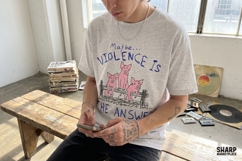 Maybe Violence Is The Answer Funny Pig Fence Sketch, PNG Product Image 2