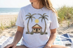 Beach Hut PNG, Palm Tree Clipart, Tropical House Art, Product Image 4