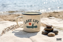Lake Life Fishing Kayak Sunset Design, Summer Png, Fishing Product Image 4