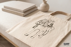 Horseback Cowgirl Minimal Line Drawing PNG, Western PNG, Product Image 4