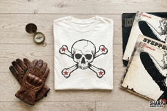 Vintage Skull And Crossbones Graphic, Red Star Bones Punk Product Image 4
