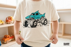 Cartoon Shark Monster Truck With Big Wheels, Trendy PNG Product Image 4