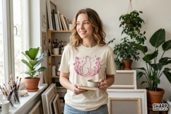 Cat PNG, Floral Cat Shirt Design, Boho Wildflower Kitty Product Image 4