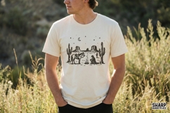 Western Desert Cowboy PNG, Campfire Scene, Vintage Horse Product Image 4