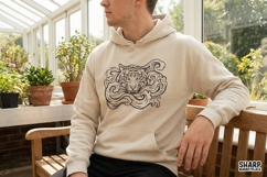 Tiger Head PNG, Fierce Animal Art, Japanese Wave Tattoo Product Image 3