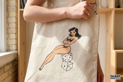 Retro Pinup Girl On Dice, Valentine PNG For Trendy PNG Product Image 2