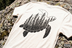 Forest Turtle Silhouette With Pine Trees, Summer Png, Product Image 4