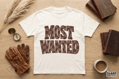 Most Wanted Distressed Western Text PNG, Vintage Cowgirl Product Image 4