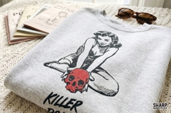 Killer Doll, Skull PNG Retro Pinup Shirt Design, Horror PNG Product Image 5