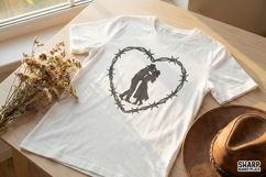 Cowboy Couple Barbed Wire Heart PNG, Western Romance Print, Product Image 2