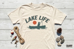 Lake Life Fishing Kayak Sunset Design, Summer Png, Fishing Product Image 3