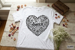 Amour PNG, Heart With Roses Flower PNG, French Love Product Image 3