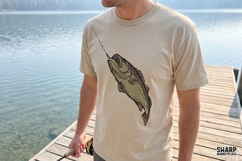 Rustic Bass Fishing Illustration PNG, Vintage Lake Catch Product Image 2