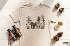 Vintage Duck Hunter With Loyal Retrievers Artwork, PNG Product Image 3