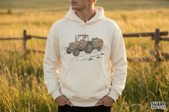 Easter Tractor PNG, Farm Eggs Digital Design, Vintage Product Image 3