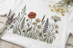 Wildflower PNG, Botanical Floral PNG Shirt Design, Hand Product Image 4