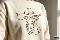 Highland Cow In Cowboy Hat With Drink, Highland Cow PNG, Product Image 4