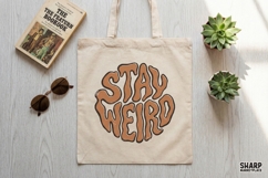 Stay Weird PNG, Retro Groovy T-Shirt Design, Wavy Weird Product Image 3