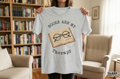 Books Are My Therapy PNG, Book Lovers Shirt, Reading Gift, Product Image 3