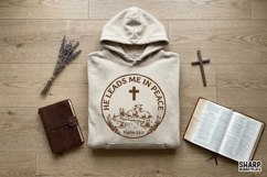 He Leads Me In Peace PNG, Psalm 23:2 Bible Verse Design, Product Image 3