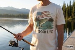 Outdoor Life PNG, Patriotic Bass Fishing Design, American Product Image 2