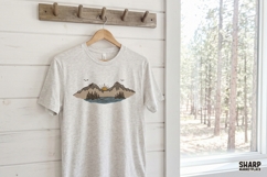 Mountain Lake Sunset Landscape, Camping PNG Nature Shirt Product Image 3