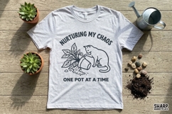 Nurturing My Chaos PNG, Funny Cat Plant Mom Shirt Design, Product Image 2