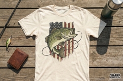 American Flag Bass Fishing PNG, Patriotic Fish Product Image 2