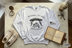 Anywhere But Here PNG, Funny Raccoon UFO Abduction Art, Product Image 6