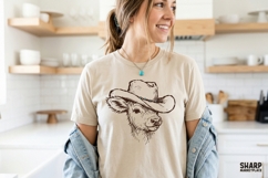 Baby Highland Cow In Cowboy Hat Sketch, Highland Cow PNG, Product Image 2