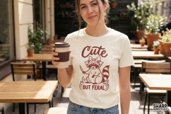 Cute But Feral Raccoon, Funny PNG Design, Trendy Shirt Product Image 3