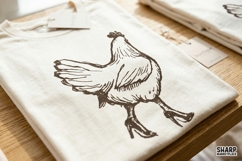 Vintage Hen Sketch, Summer Western Trendy Farm Art, Shirt Product Image 4