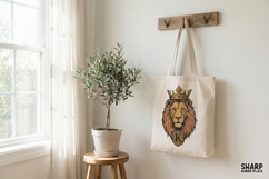 King Lion PNG, Regal Animal Crest, Crowned Lion Head PNG Product Image 4