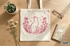 Cat PNG, Floral Cat Shirt Design, Boho Wildflower Kitty Product Image 2