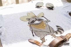 Western Raccoon Cowboy Illustration, Funny PNG Shirt Product Image 5