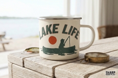 Lake Life Fishing Kayak Sunset Design, Summer Png, Fishing Product Image 2