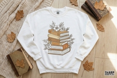 Boho Floral Book Stack PNG, Vintage Books Digital Design, Product Image 3