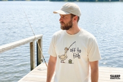 Off To Fish Funny Goose Fishing Quote, Fishing Summer Shirt Product Image 3