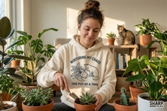 Nurturing My Chaos PNG, Funny Cat Plant Mom Shirt Design, Product Image 4