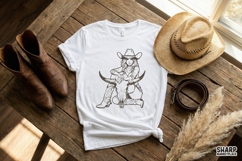 Cowgirl Bull Skull PNG, Western Cowgirl Digital Shirt Product Image 3