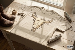 Cow Skull PNG, Western Barbed Wire Skull Clipart, Rustic Product Image 2