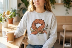 Boho Orange Scarf PNG, Crescent Moon Earrings Art, Floral Product Image 3