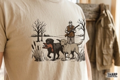 Vintage Duck Hunter With Loyal Retrievers Artwork, PNG Product Image 4