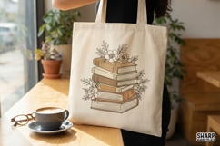 Boho Floral Book Stack PNG, Vintage Books Digital Design, Product Image 4