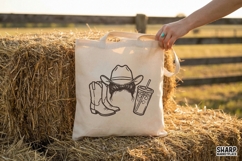 Western Cowgirl PNG Design, Messy Bun Hat Boots Graphic, Product Image 4