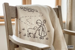 Vintage Shepherd And Lamb Illustration, Christian PNG Shirt Product Image 4