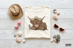 Shaggy Highland Cow In Heart Sunglasses With Png Designs, Product Image 3