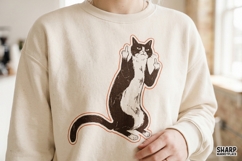 Rude Tuxedo Cat Flipping Claws, Shirt PNG With Funny PNG Product Image 5